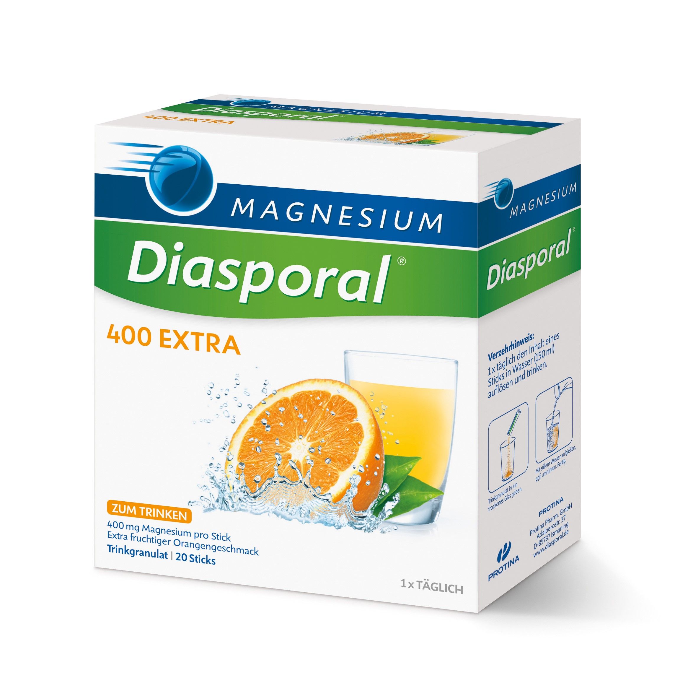 Magnesium-Diasporal® 400 EXTRA, Trinkgranulat 20Stück