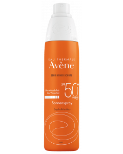 AVENE Sonnenspray 50+ mit dem beliebten Duft der Eau Thermale Avène Sonnenschutzprodukte.