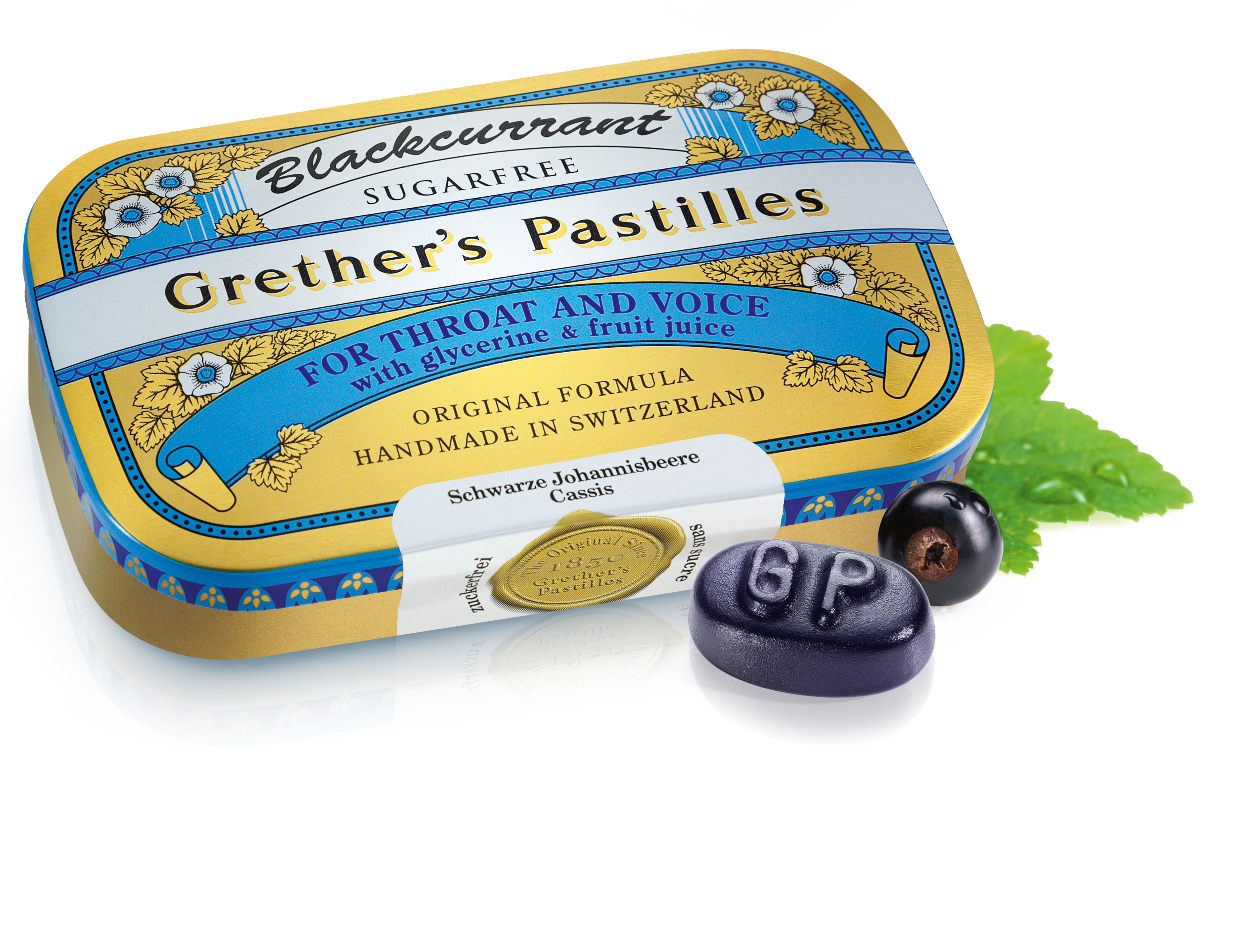 Grethers Blackcurrant Gold zuckerfrei Pastillen 60g